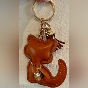 Cat Keychain with Brown w/Gold Accents, NEW